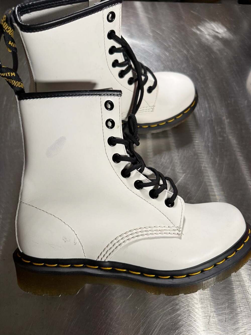 Dr. Martens 1460 White Smooth Leather Boots Women's Size 6 US